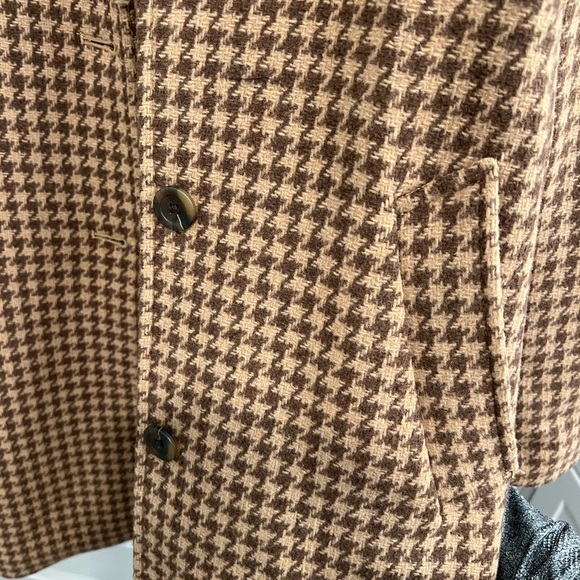 Abercrombie Wool Vintage The Dad Coat in Brown Houndstooth Size Small - Picture 3 of 5